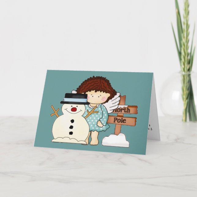 Nordpolens vintergel och Snögubbe-julkort Helgkort (Framsida)