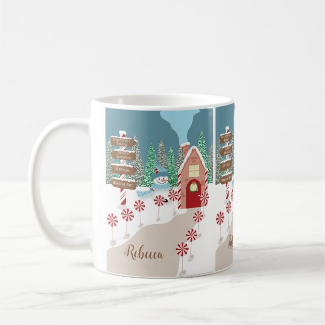 Nordpolscenen Helgdag Kaffe Mugg med Namn (Vänster)