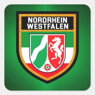 Nordrhein-Westfalen Flagga Fyrkantigt Klistermärke