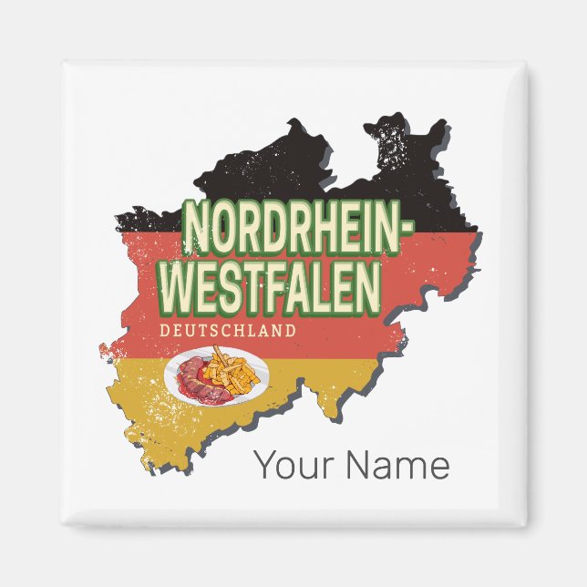 Nordrhein-Westfalen Tyskland Retro NRW Souvenir Magnet (Framsidan)