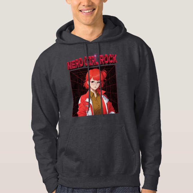 Nördrockflicka Hoodie (Framsida)