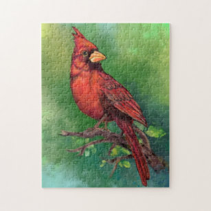 Nordröd kardinal Bird Jigszle Puzzle Painting Pussel