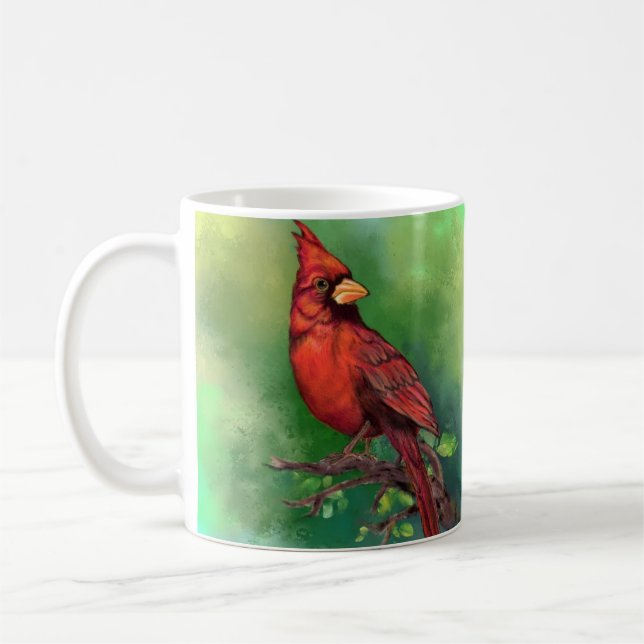 Nordröd kardinal Bird Mugg Målning (Vänster)