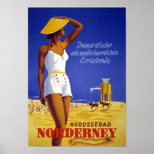 Nordseebad Norderney Tyskland Vintage affisch Rest
