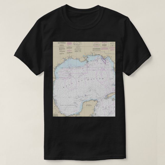 Nordsjökort Bukt i Mexiko T Shirt (Design framsida)