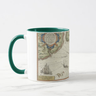 Nordsjön Antique Karta Two-Tone Mugg - Grönt
