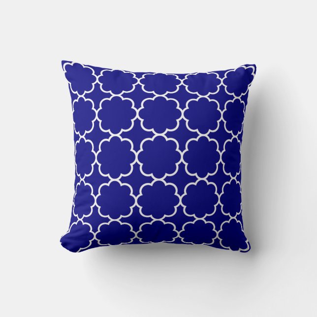 Nordsjön Blue Moroccan Mönster Tile Kudde (Framsida)