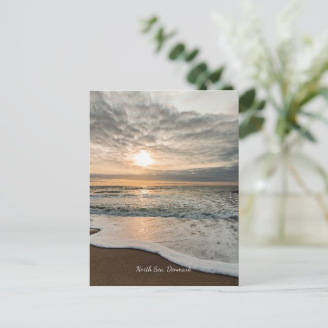 Nordsjön, Danmark, pikturesque sunset, Vykort (Stående Fram)