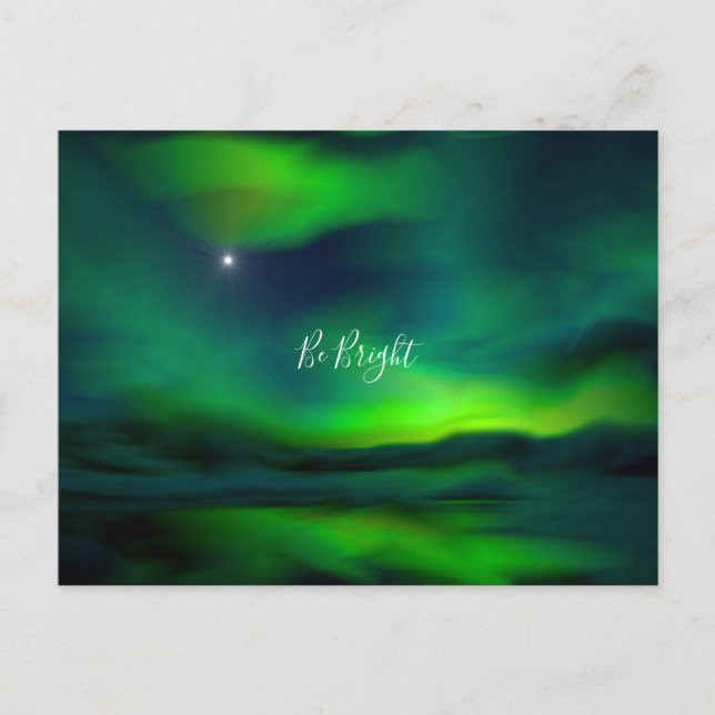 Nordstjärnan Nord Ljus är Bright Typografi Vykort (Framsida)