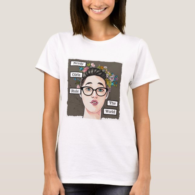 Nördtjejer härskar över världen t shirt (Framsida)