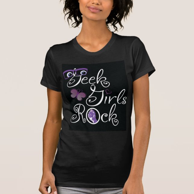 Nördtjejer rockar tee shirt (Framsida)
