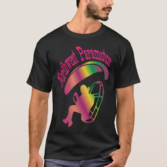 Nordväst Paramotor Rosa Regnbåge T Shirt (Framsida)