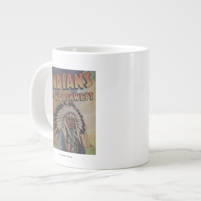 Nordvästens indianer - indianskt överhuvud & teepe jumbo mugg (Framsida vänster)