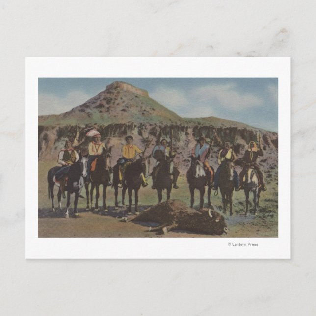 Nordvästra indianer - Buffalo Hunt och indianer Vykort (Framsida)