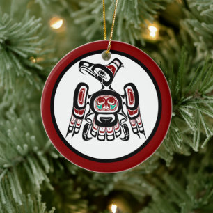 Nordvästra Stilla havet kusten Kaigani Thunderbird Julgransprydnad Keramik