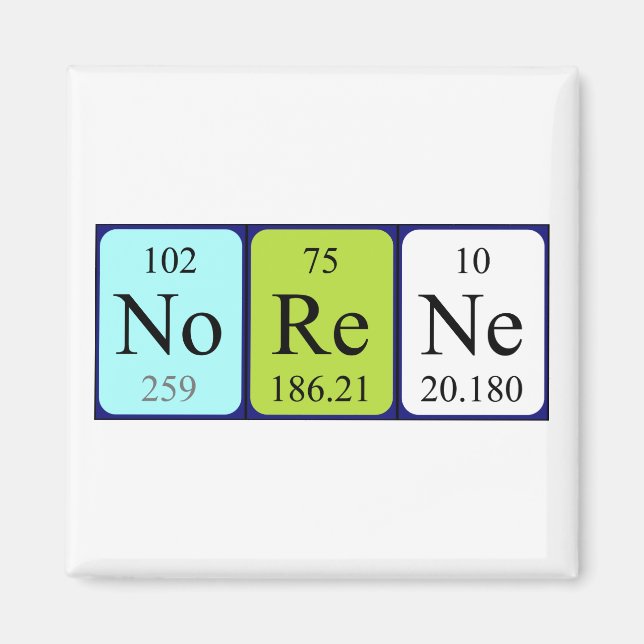 Norene periodiska magnet bord namn (Framsidan)