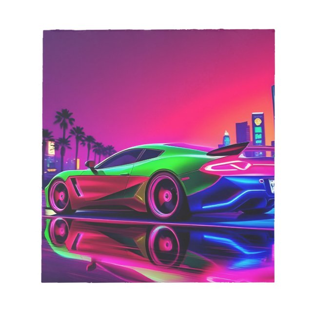 Norepad Neon Racer - 80:s Retro-Futuristiska-sport Anteckningsblock (Framsida)