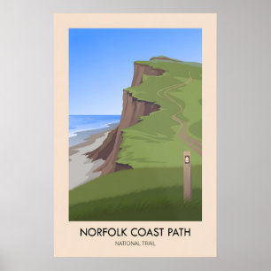 Norfolk Coast Path National Trail Modern Resa Poster