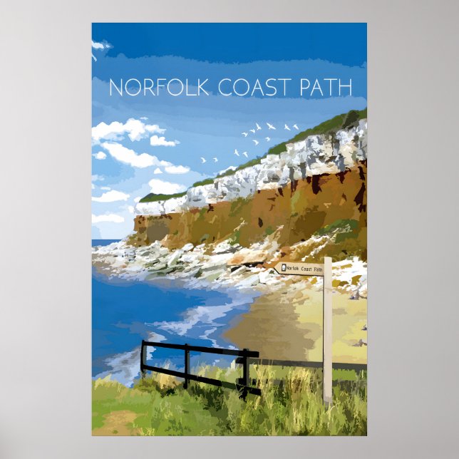 Norfolk Coast Path Nationella Stig Reseskylat Post Poster (Framsidan)