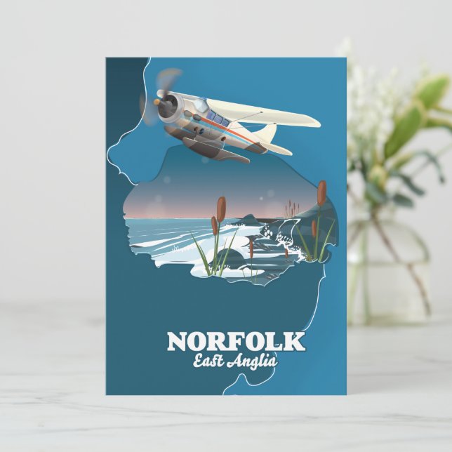 Norfolk East Anglia karta  Inbjudningar (Stående Fram)