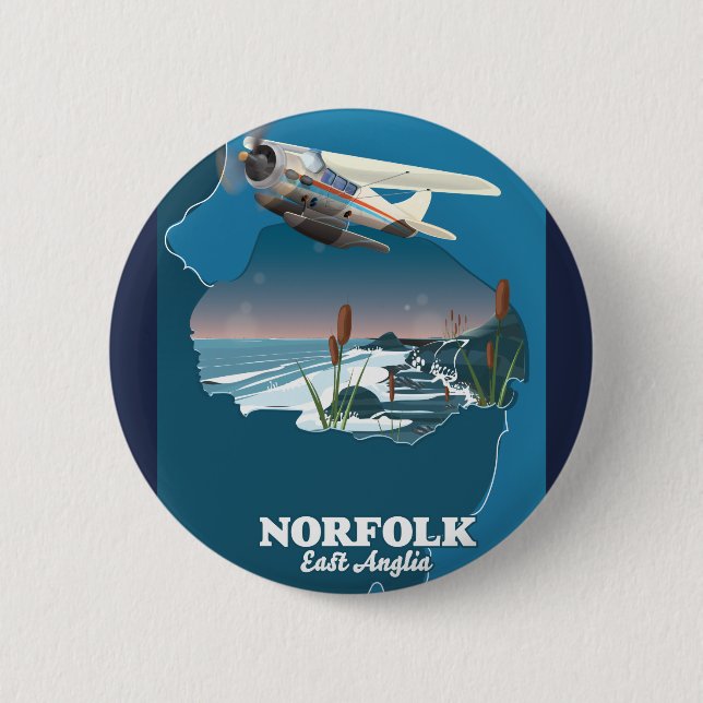 Norfolk East Anglia karta  Tvåtons kaffemugg Knapp (Framsida)