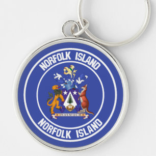 Norfolk Island Round Emblem Rund Silverfärgad Nyckelring