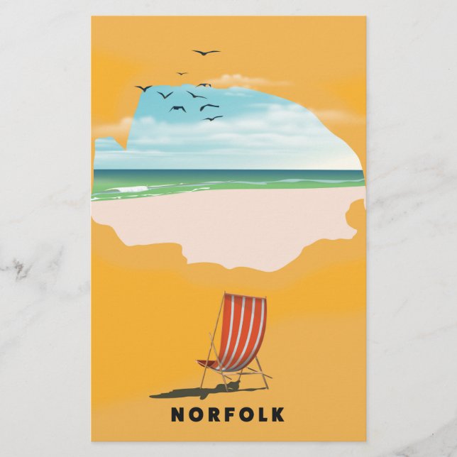 Norfolk karta illustrerad reseaffisch (Framsida)