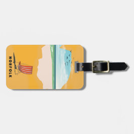 Norfolk Karta illustrerade reseaffisch Bagagebricka