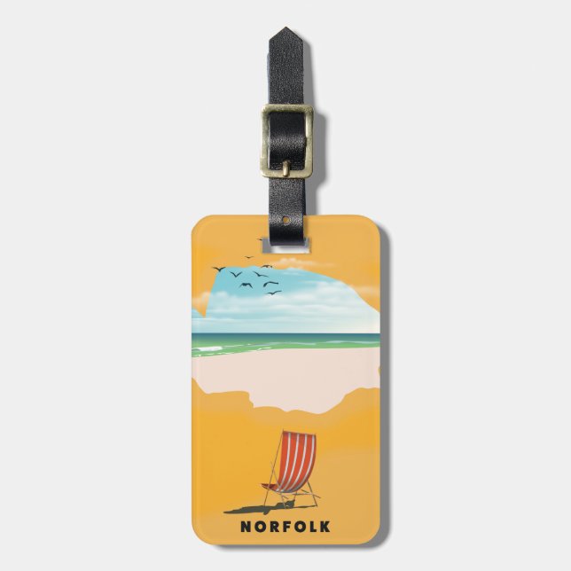 Norfolk Karta illustrerade reseaffisch Bagagebricka (Vertikal Framsida)