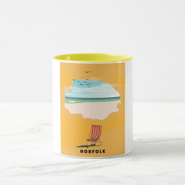 Norfolk Karta illustrerade reseaffisch Mugg (Center)