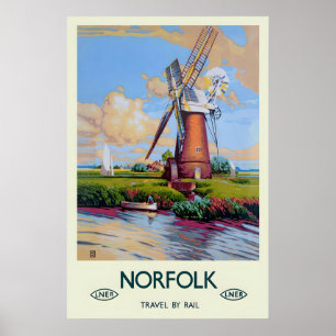 Norfolk Norwich Storbritannien Storbritannien Vint Poster
