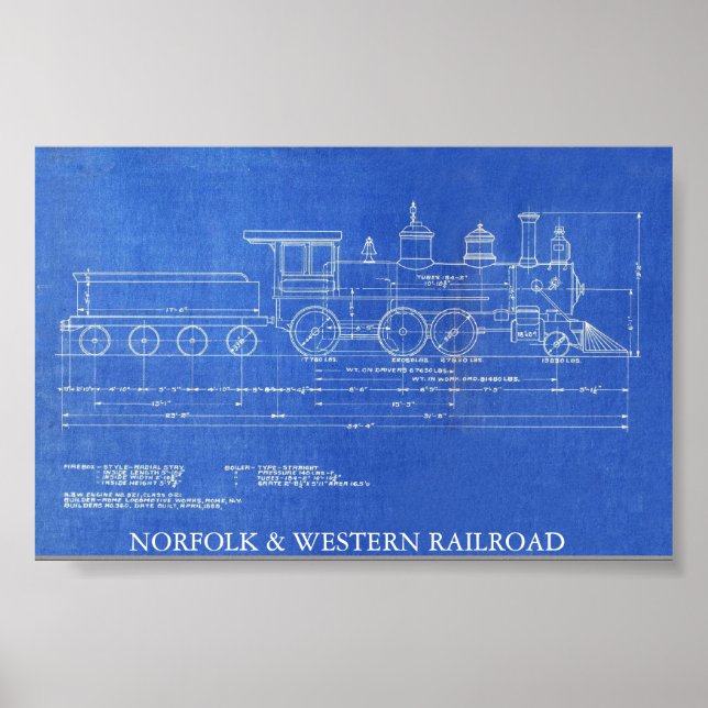 NORFOLK OCH WESTERN JÄRNVÄGSMOTOR NR 521 POSTER (Framsidan)