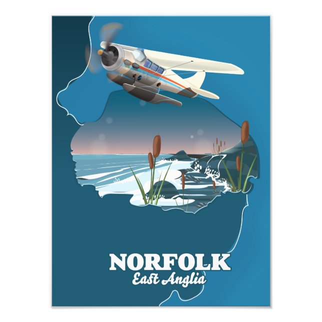Norfolk Öster Anglia karta Fototryck (Framsidan)