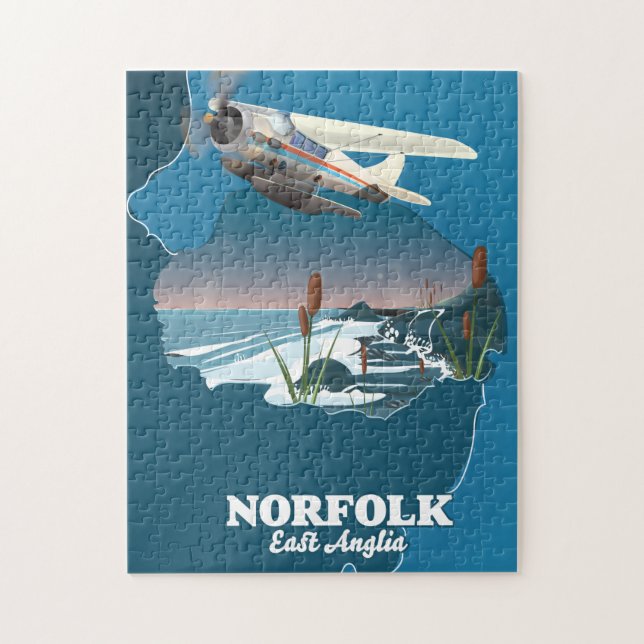 Norfolk Öster Anglia karta Pussel (Vertikal)