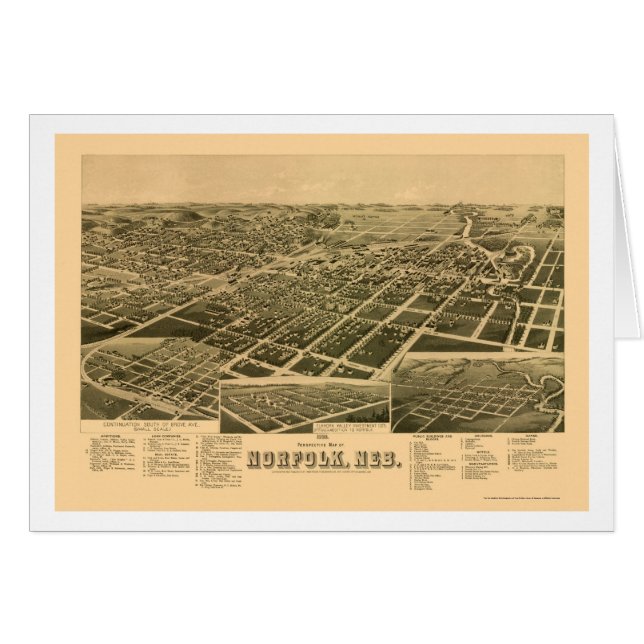 Norfolk panorama- karta för NE - 1889 Hälsningskort (Framsidan Horizontal)