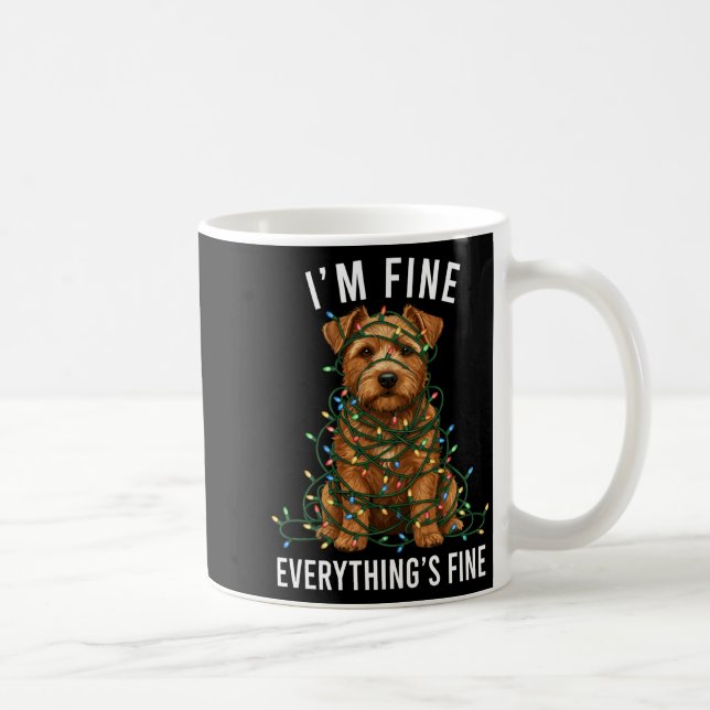 Norfolk Terrier Christmas I'm Fine Everything Is F Kaffemugg (Höger)