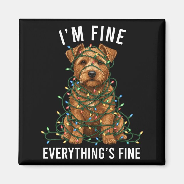 Norfolk Terrier Christmas I'm Fine Everything Is F Magnet (Framsidan)
