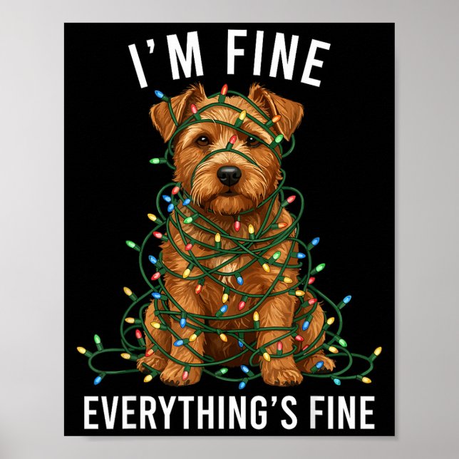 Norfolk Terrier Christmas I'm Fine Everything Is F Poster (Framsidan)