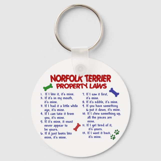 NORFOLK TERRIER Egendom LAGSTIFTNING 2 Nyckelring (Framsida)