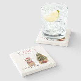 Norfolk Terrier Funny jul Hund med Träd Stenunderlägg