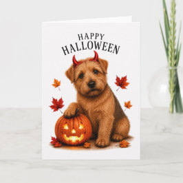 Norfolk Terrier Halloween Djävulshund Kort
