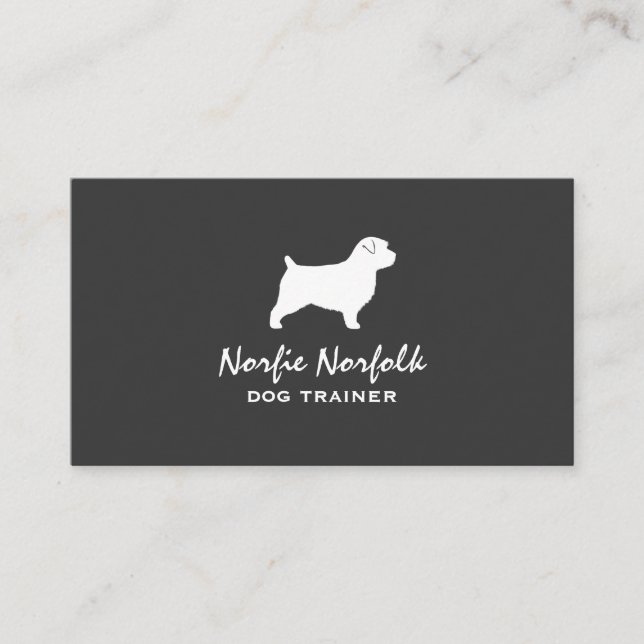 Norfolk Terrier Hund aveln Silhouette Visitkort (Framsida)