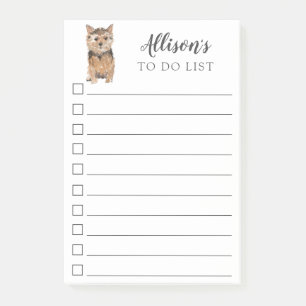 Norfolk Terrier Hund Personlig to do List Post-i Post-it Block