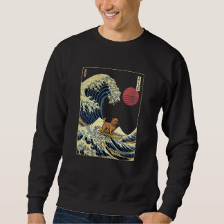 Norfolk Terrier Japanese Kanagawa Wave  Surf Dog 1 Lång Ärmad Tröja