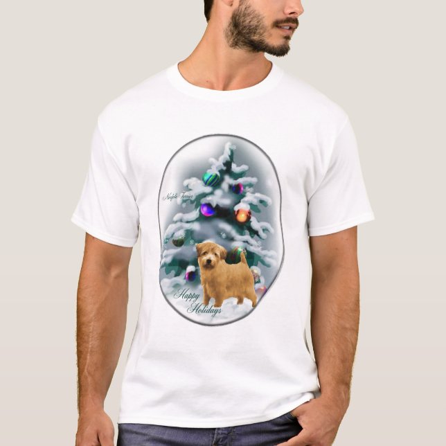 Norfolk Terrier-julgåvor Tee Shirt (Framsida)