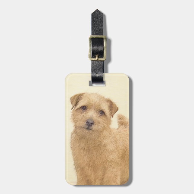 Norfolk Terrier Painting - Original Hund Art Bagagebricka (Vertikal Framsida)