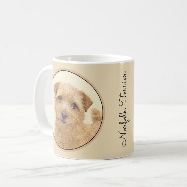 Norfolk Terrier Painting - Original Hund Art Kaffemugg (Framsida vänster)