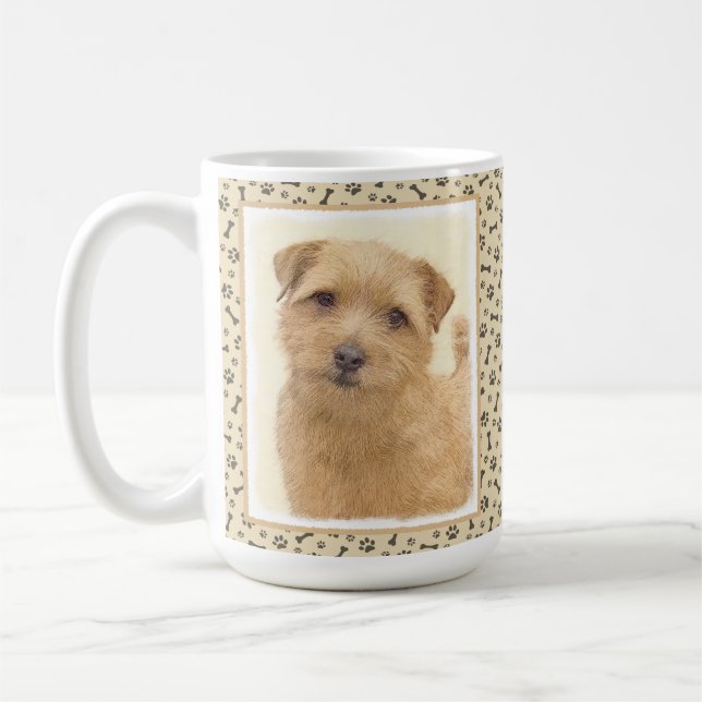 Norfolk Terrier Painting - Original Hund Art Kaffemugg (Vänster)