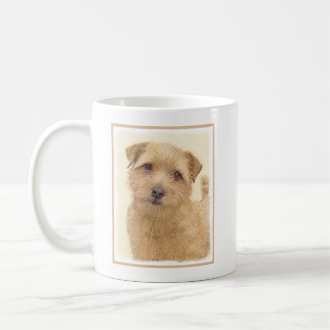 Norfolk Terrier Painting - Original Hund Art Kaffemugg (Vänster)