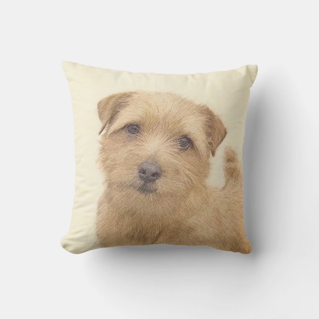 Norfolk Terrier Painting - Original Hund Art Kudde (Framsida)